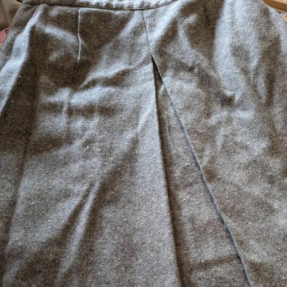 🩶 Vintage Wool Tweed Pleated A-Line Midi Skirt, XS/S - Picture 8 of 10